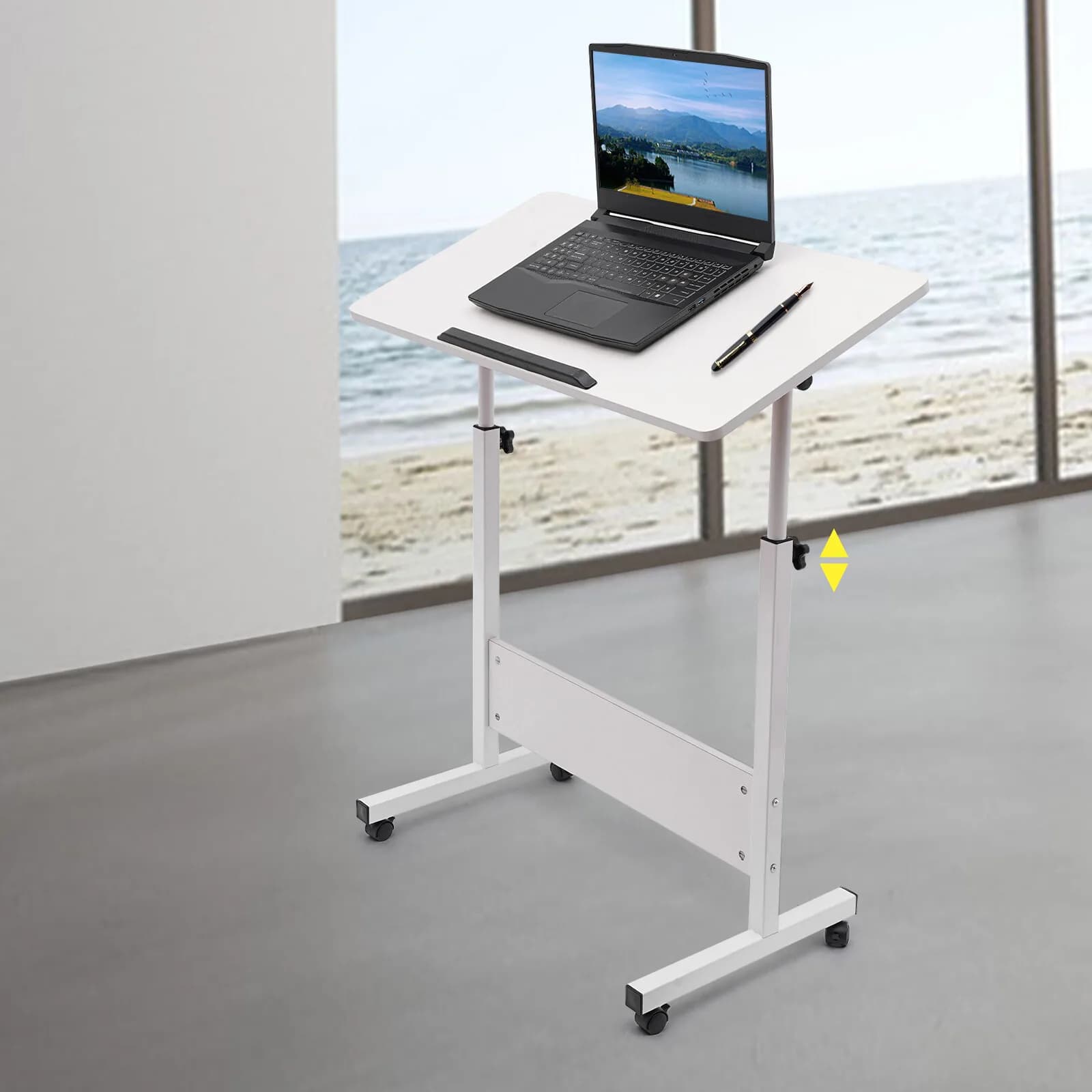 Supporto da tavolo per laptop con rotelle per ufficio ad altezza regolabile Supporto da scrivania per computer laterale
