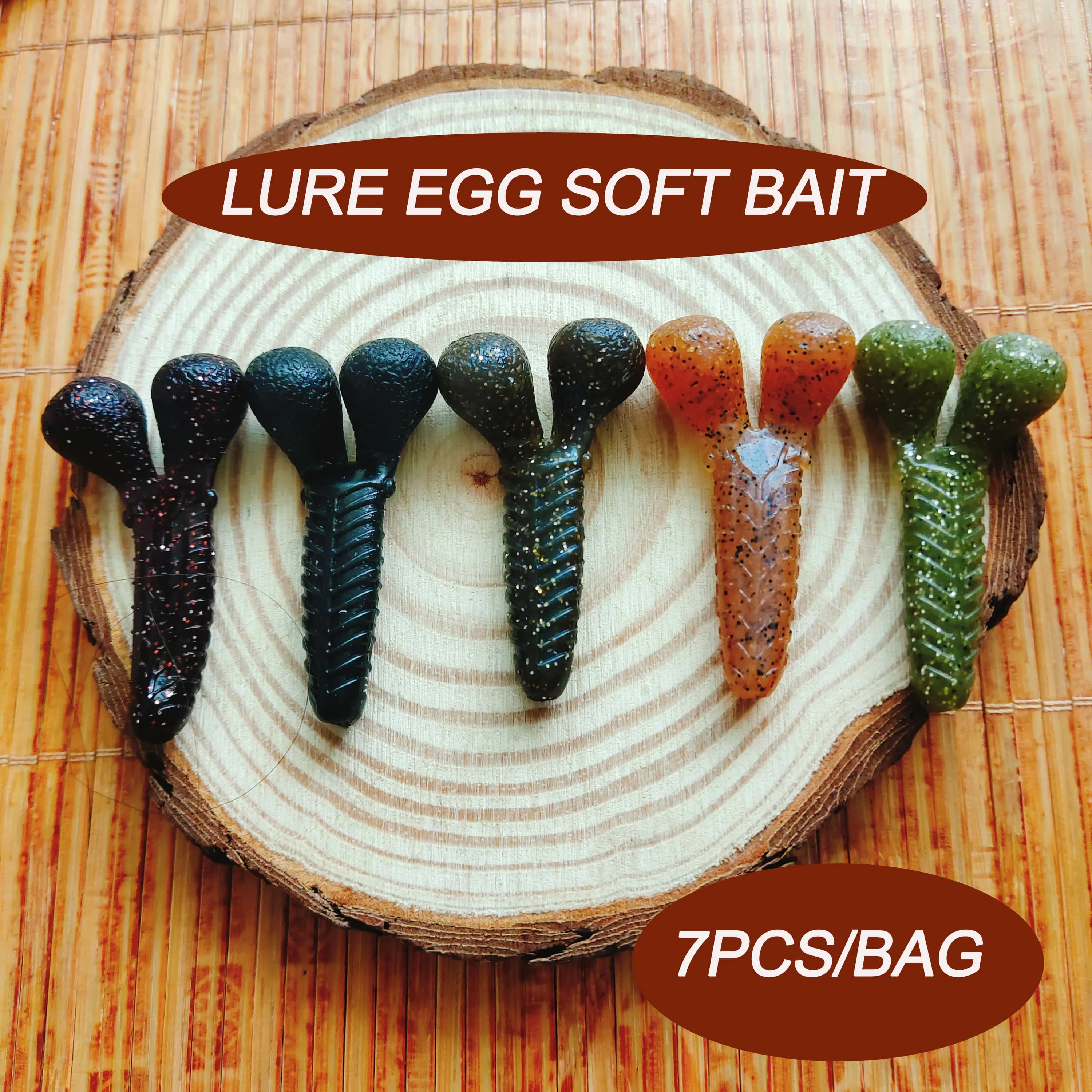 7 pcs/borsa, Luya esca soft, biomimetic bait for slow sinking potatoes, insect soft bass black fish, bait for soft bait fish