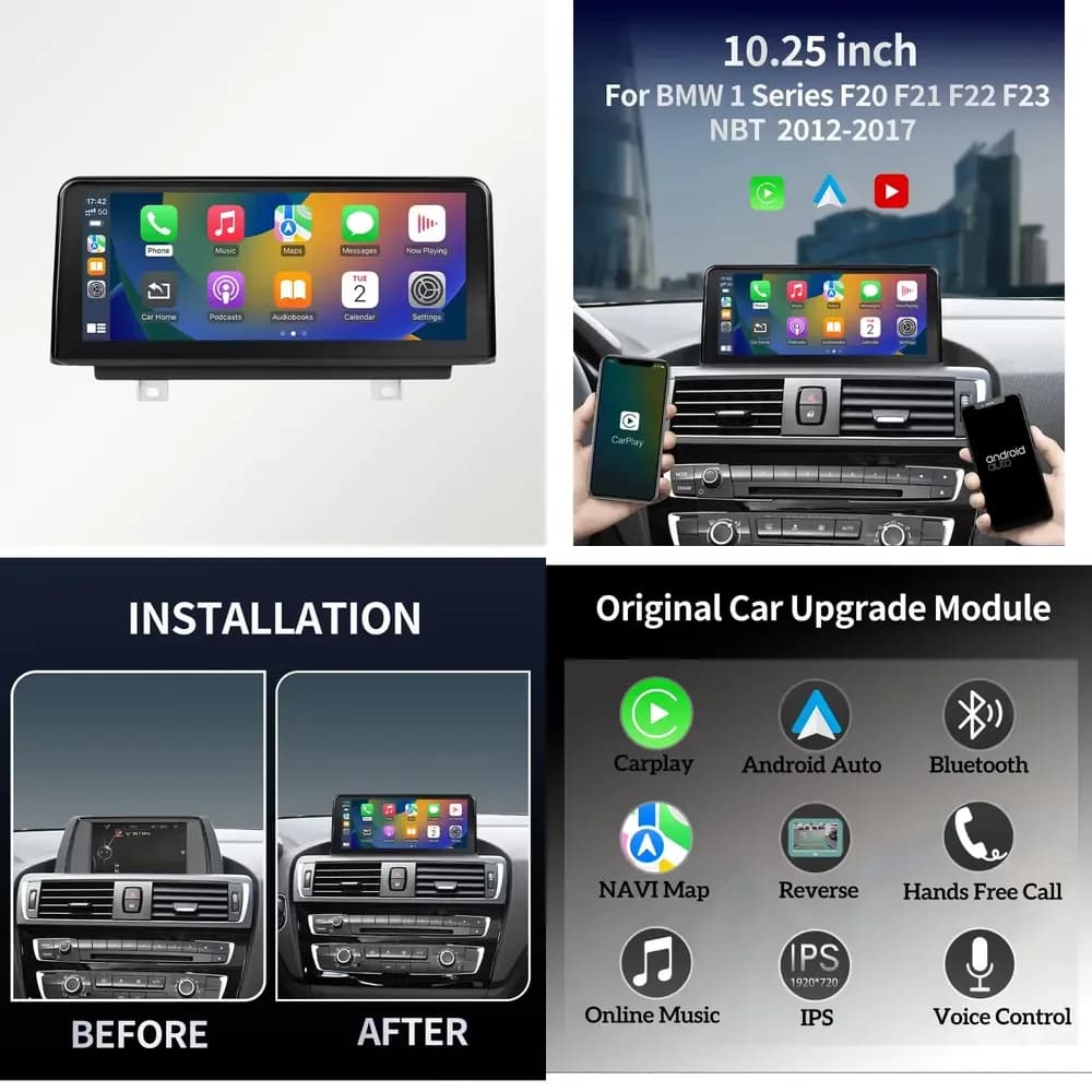 Per BMW F20 F22 F23 2012-2017: Controllo touchscreen portatile per auto, supporto BT, dashcam, Carplay wireless, Navi