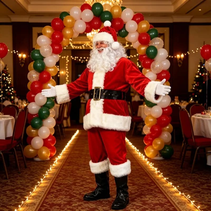 Men's Dress Accessories Set Santa Claus Costume for Adults Men Women, Luxury Velvet Christmas Outfit with Hat & Belt Set