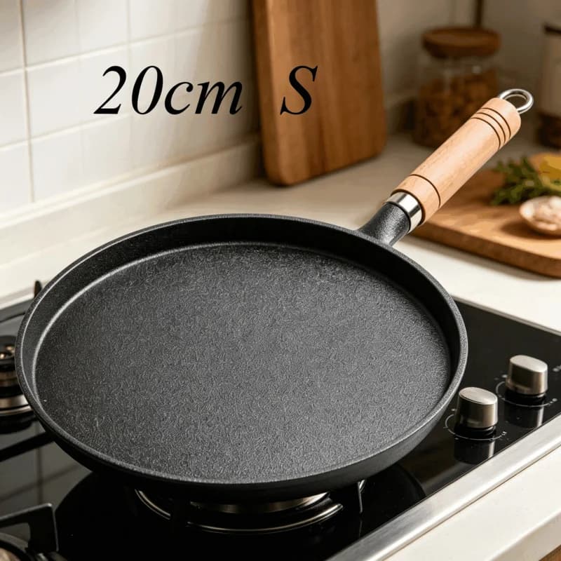 20cm Cast Iron Skillet Uncoated - Pre-Seasoned Frying Pan for Eggs, Crepe & Steak, Gas & Induction Cooker Kitchen Cookware