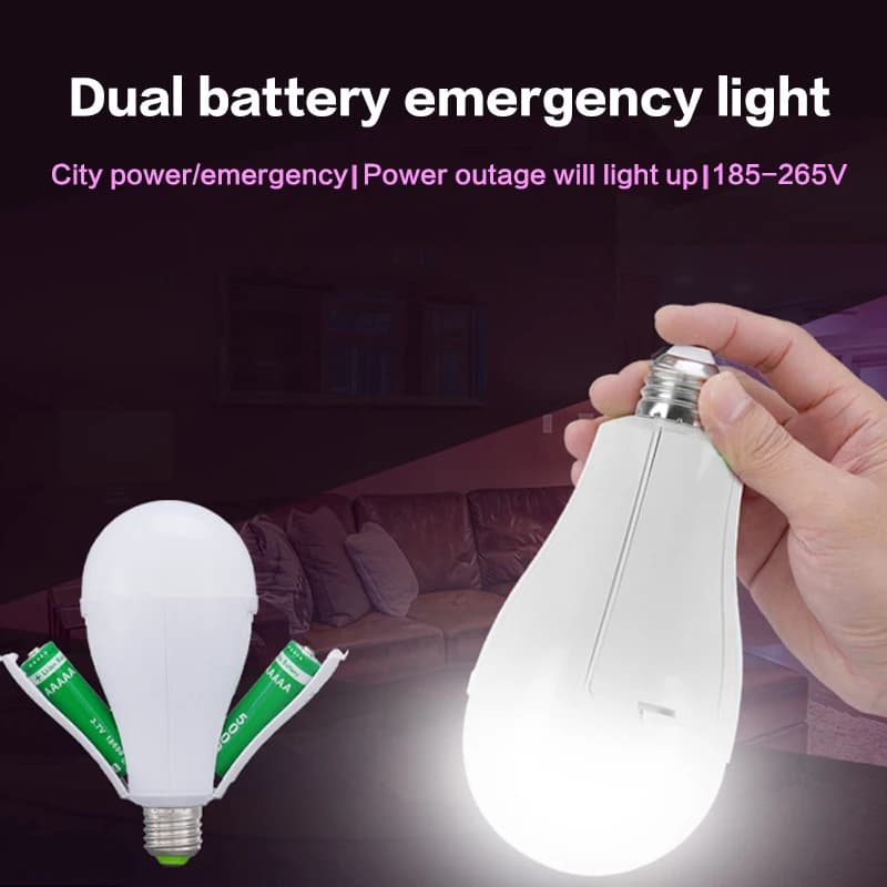 20W E27 Rechargeable Emergency LED Bulb, Type-C Charging 85-265V Hanging Camping Light for Tent, Home Blackout & Porch