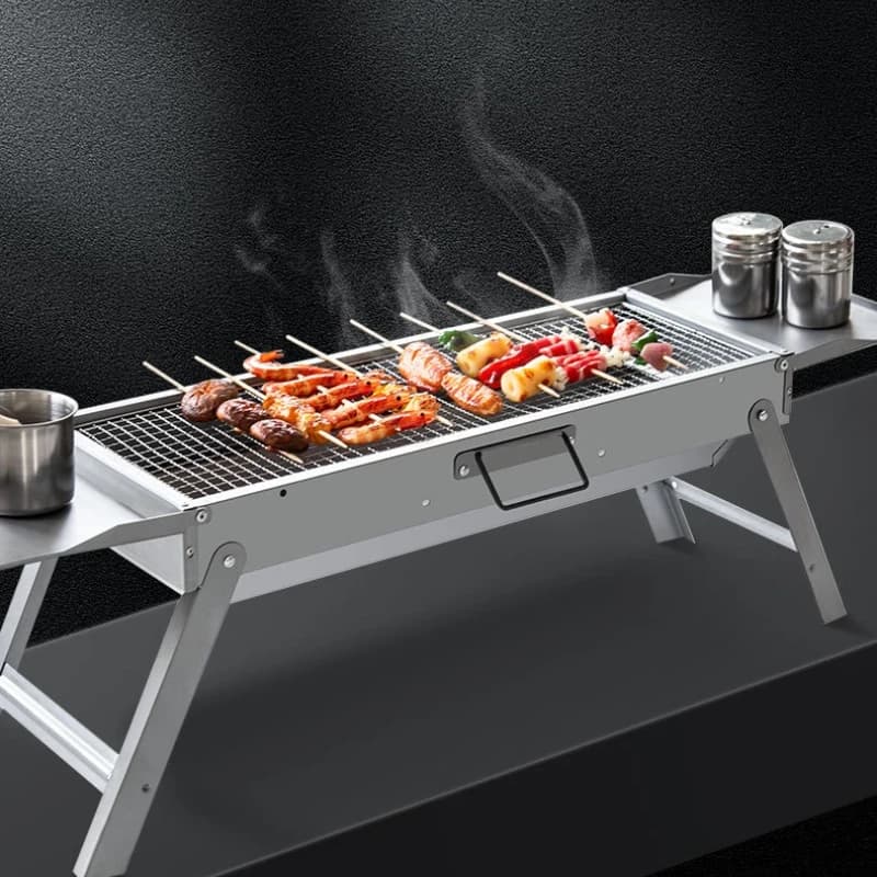 Stainless Steel Grill Outdoor Portable Charcoal Thickened Barbecue Household Small One-second Folding Carbon Baking Skewer Oven