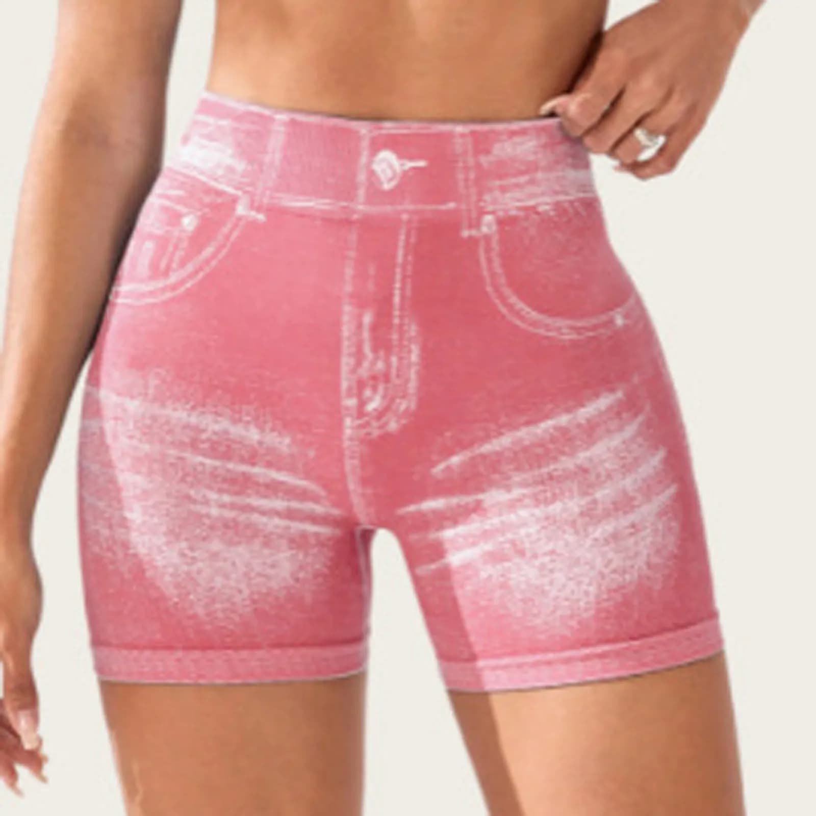 Women's Imitation Denim Yoga Shorts With Back V Waist And Hip Lifting Exercise Shorts High Stretch Slim Fit Sports shorts