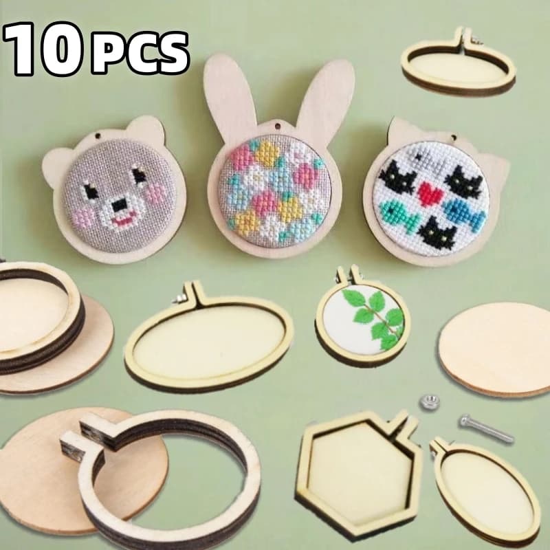 10 pezzi mini cerchio da ricamo anello in legno cerchio rotondo per punto incrocio cerchio telaio per ciondolo fai da te cornice da ricamo ornamenti artigianali