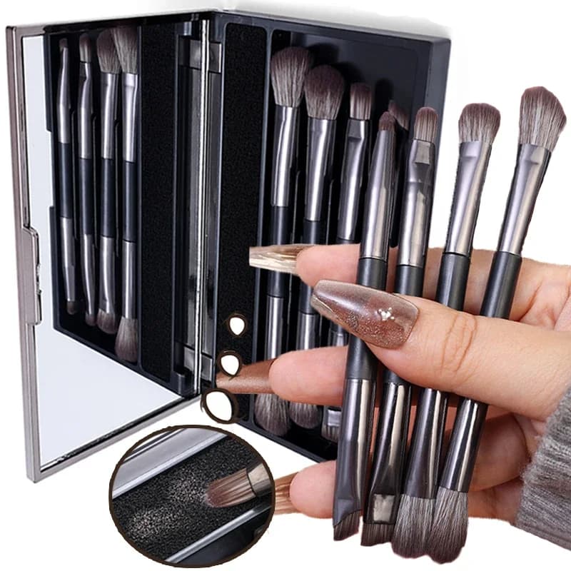 4 pcs brush for double head umbrella with clean dry sponge and multifunction mirror concealer highlight cosmetic brush for Eyeliner