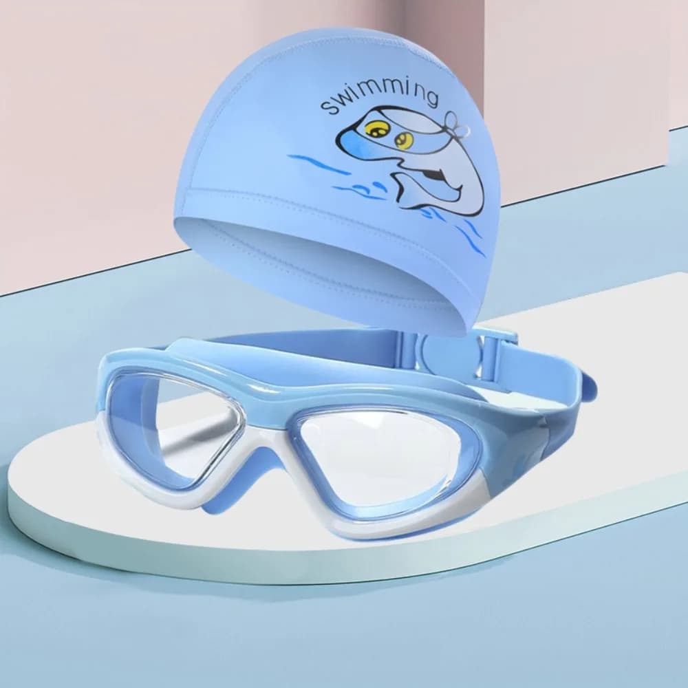 Waterproof Children's Swimming Cap Hair Protection Comfortable Kids Swimming Glasses Cartoon Anti-fog Boys Swimming Caps