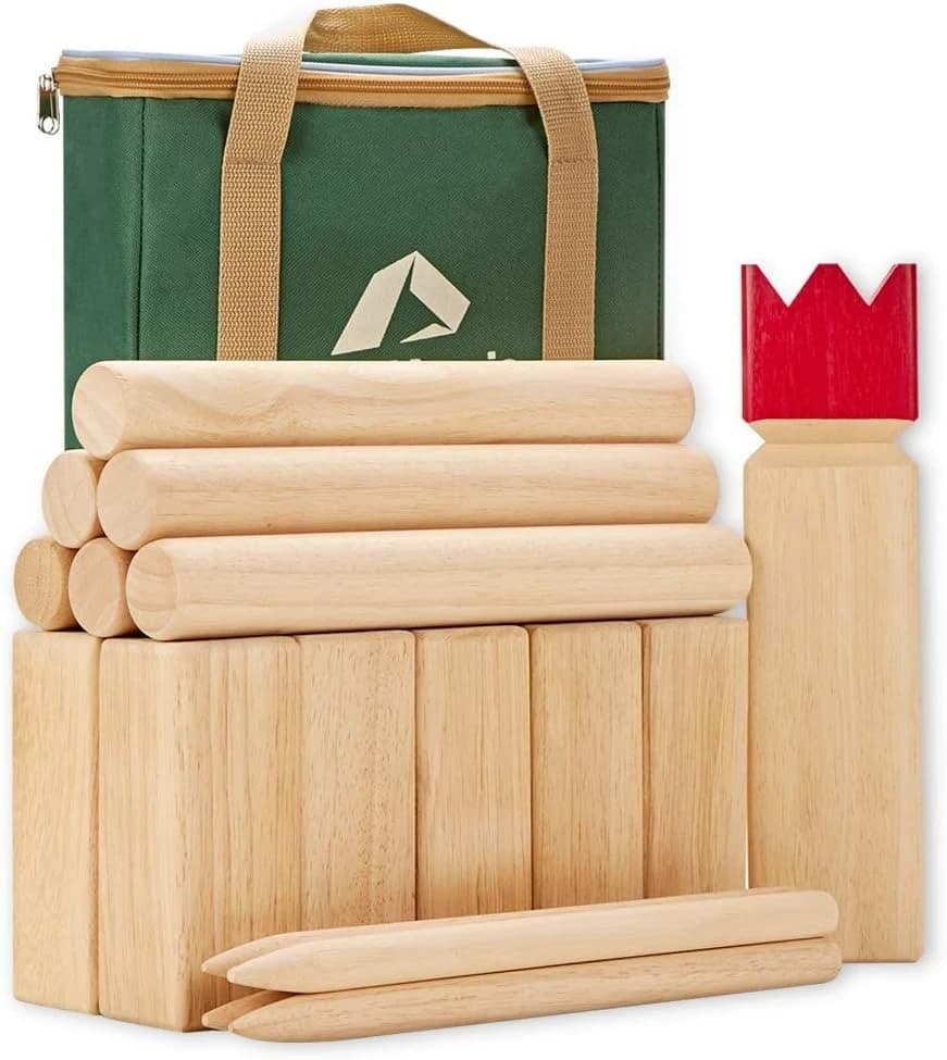Set da gioco da giardino, gioco da giardino Viking Chess Outdoor Clash Toss con custodia per il trasporto - Set di giochi da prato in legno di gomma