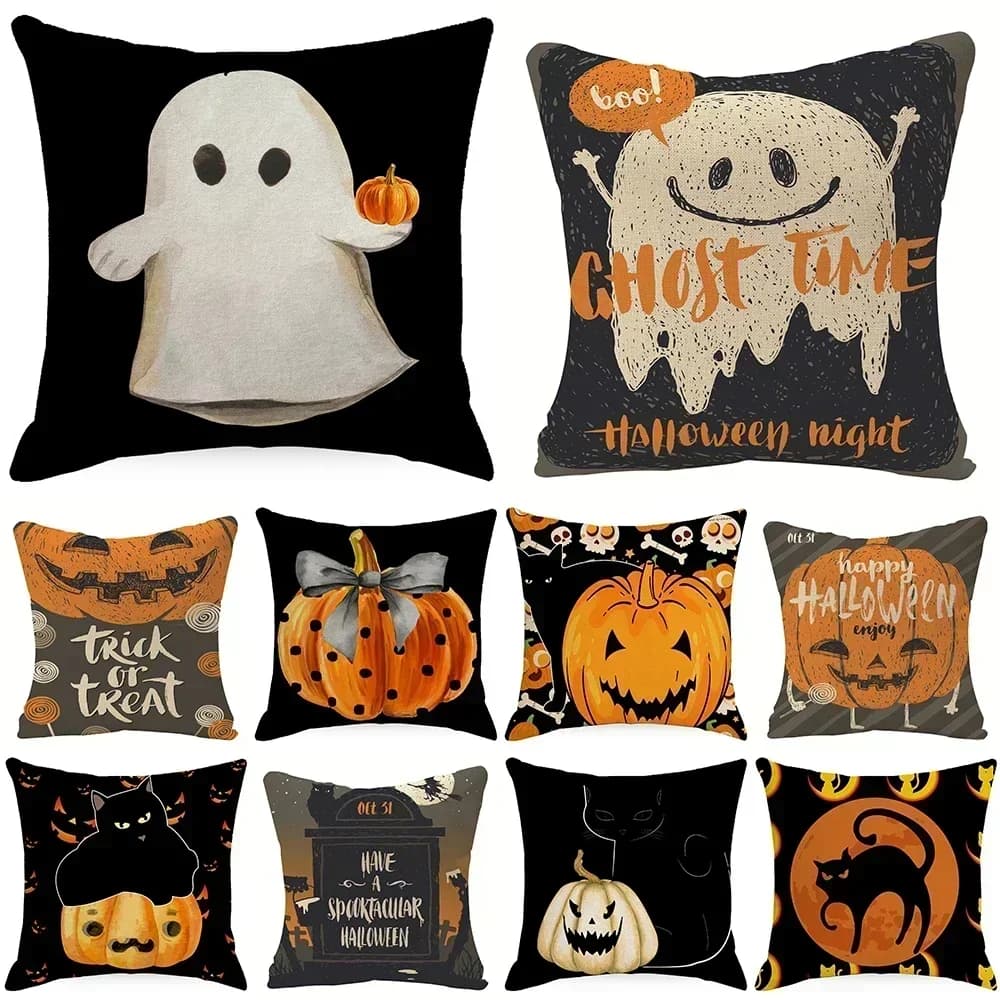 Halloween Pumpkin Ghost Print Pattern Cushion Liner Home Living Room Sofa Decoration Throw Pillow