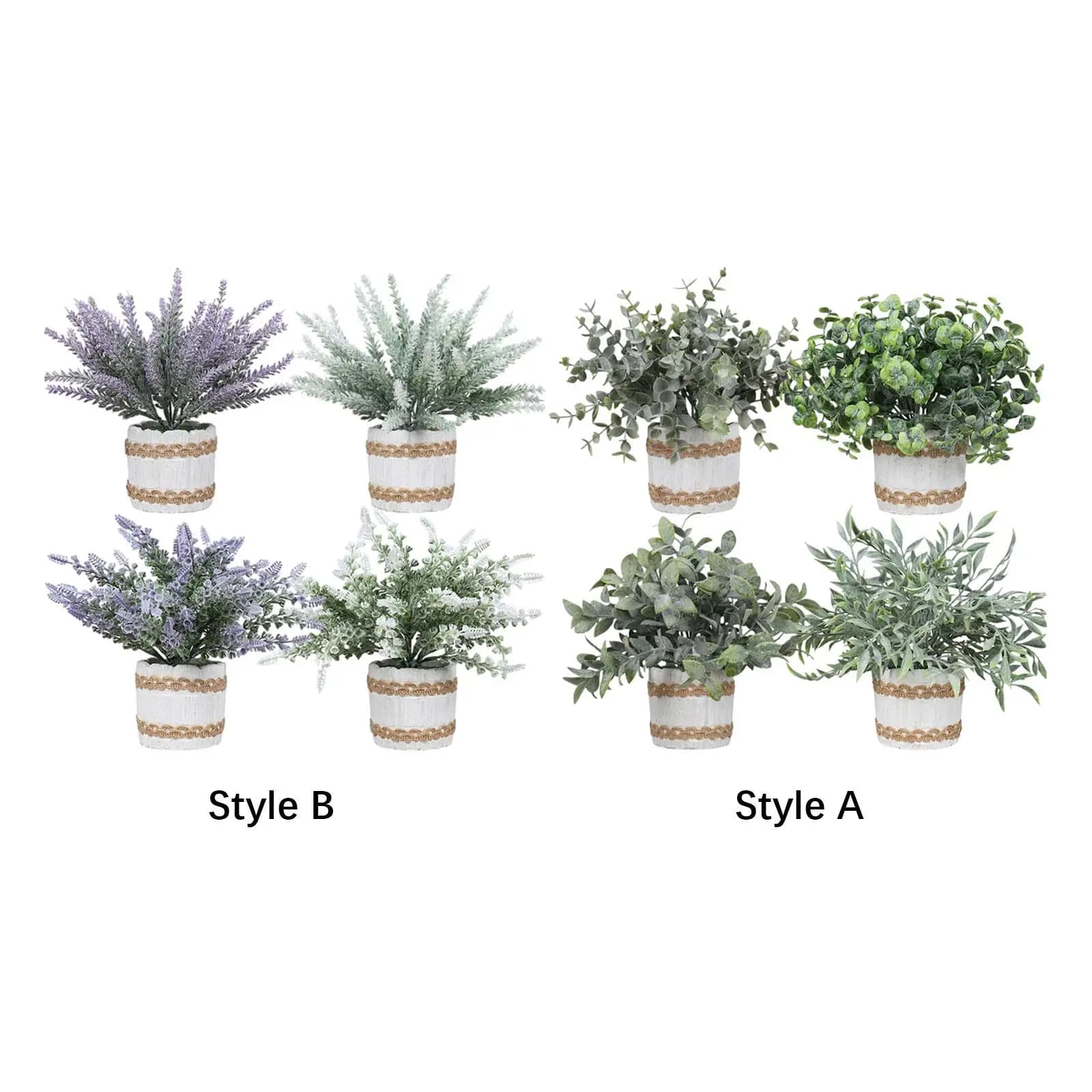 4x Small Fake Plants Table Centerpiece Tabletop Ornaments Artificial Bonsai for Coffee Table Bathroom Farmhouse Bedroom Shelf