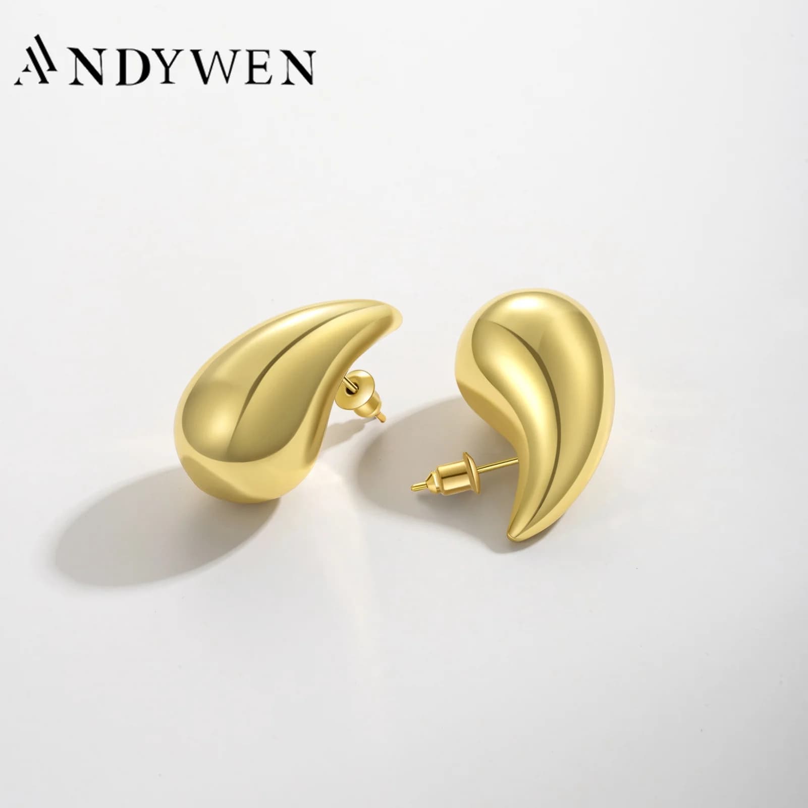 ANDYWEN Chunky Women Drop Earring With 925 Silver Post Needle For Women Tear Drop Lightweight Waterdrop Earrings