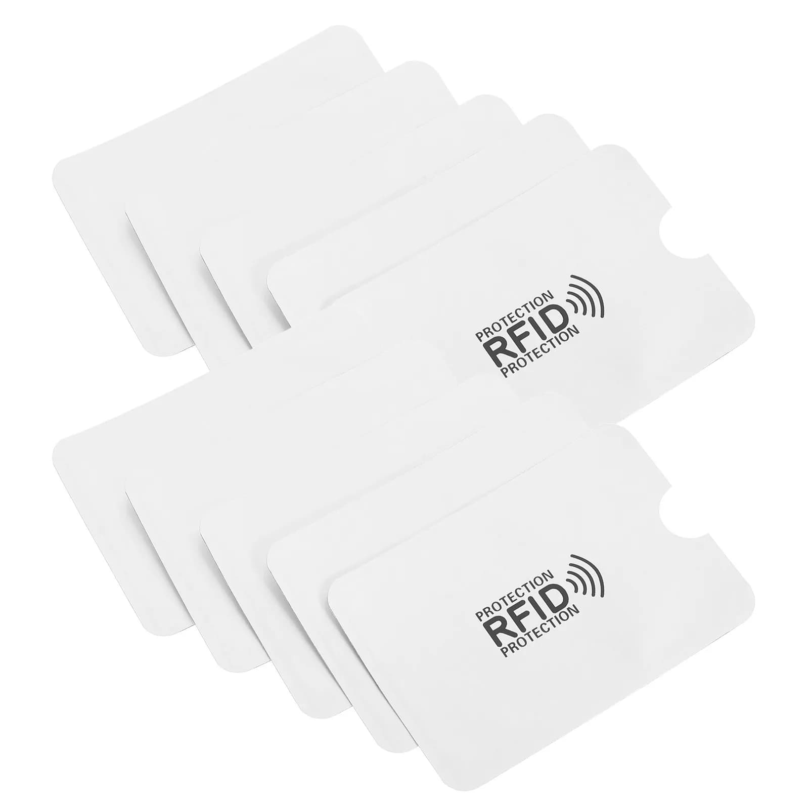 10Pcs Silver Aluminum Rfid Blocking Card Holder 9.5x6.3cm Anti Theft Sleeve Shield Prevents Magnetic Info Loss Secure Wallet
