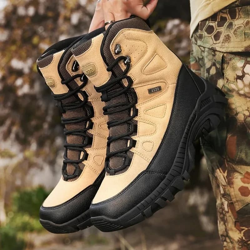 Stivali tattici da caccia da uomo Stivali antiscivolo impermeabili da esterno Scarpe da trekking militari da uomo Scarpa da alpinismo con suola spessa alta