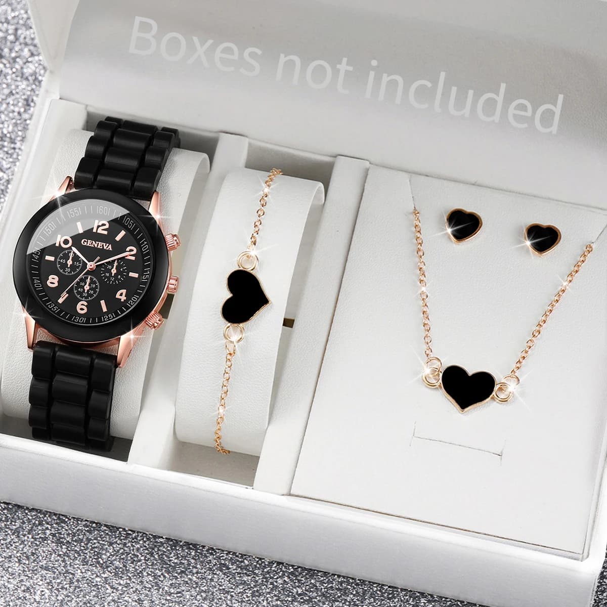 5/6PCS Women's Watches Fashion Silicone Strap Women's Quartz Watches Reloj Mujer Jewelry Set Gift Girl's Watch (No Box)