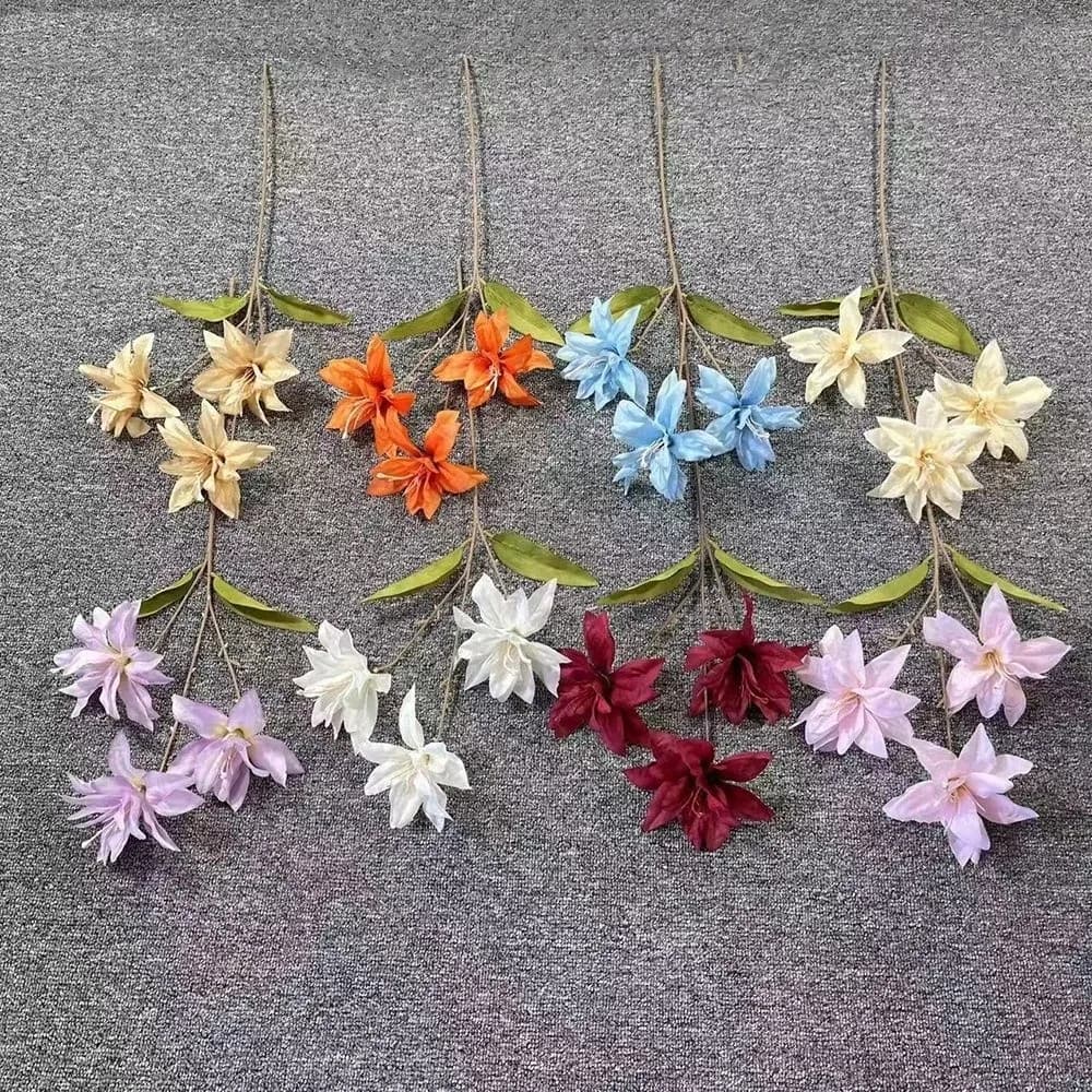3 Heads Artificial Flower Branch Green Plants Real Touch Silk Flower Branch Realistic Handmade Simulation Flowers Bridal Bouquet