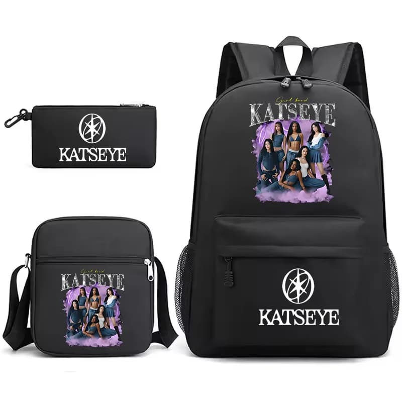 Fashion KATSEYE Printed School Bags 3pcs Set Primary Bookbag Students Boys Girl Sport Backpack With Shoulder Bag Pencil Case Set