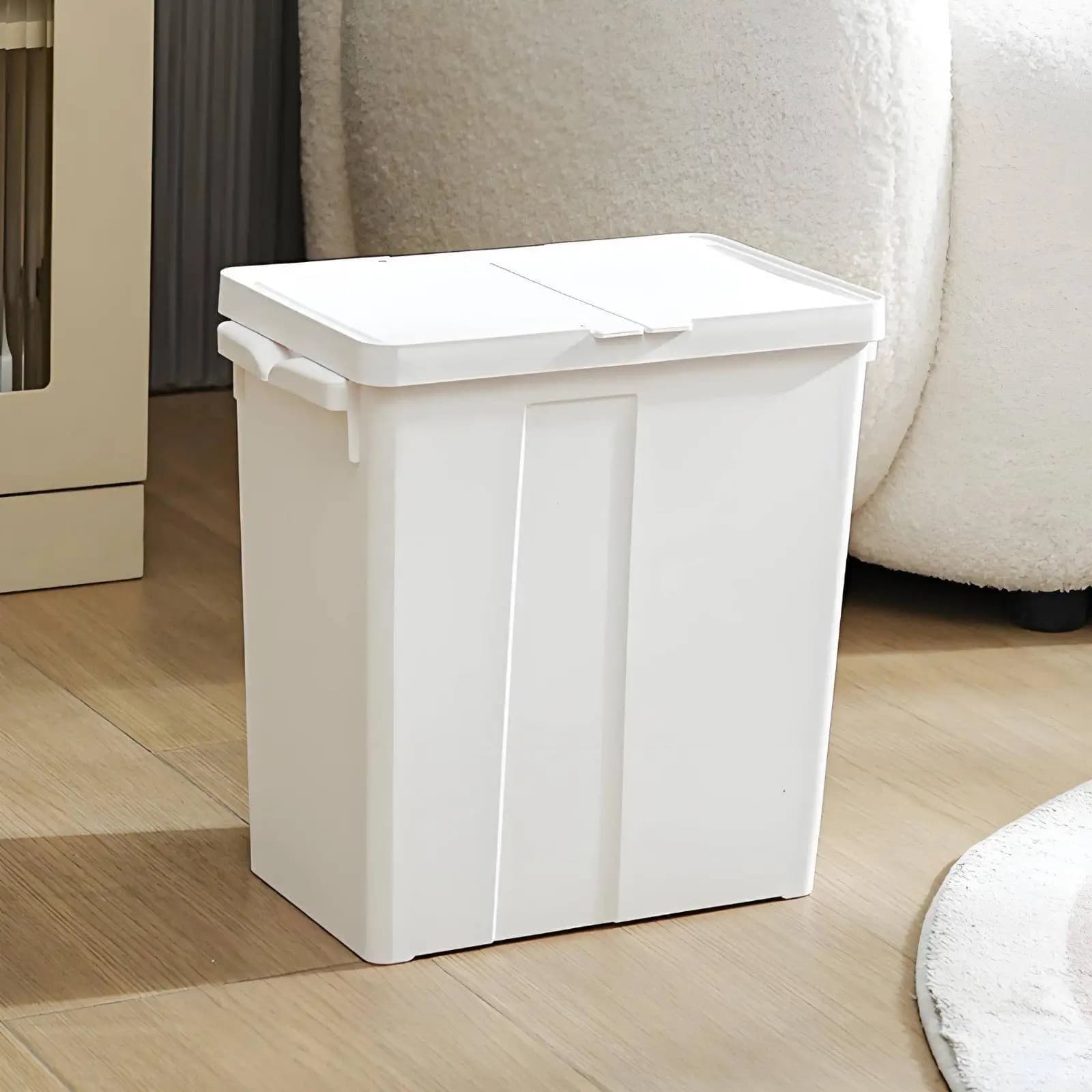 Wall Mounted Bin Foldable Double Compartment Household Trash Can Segregation Garbage Holder for Kitchen Bathroom
