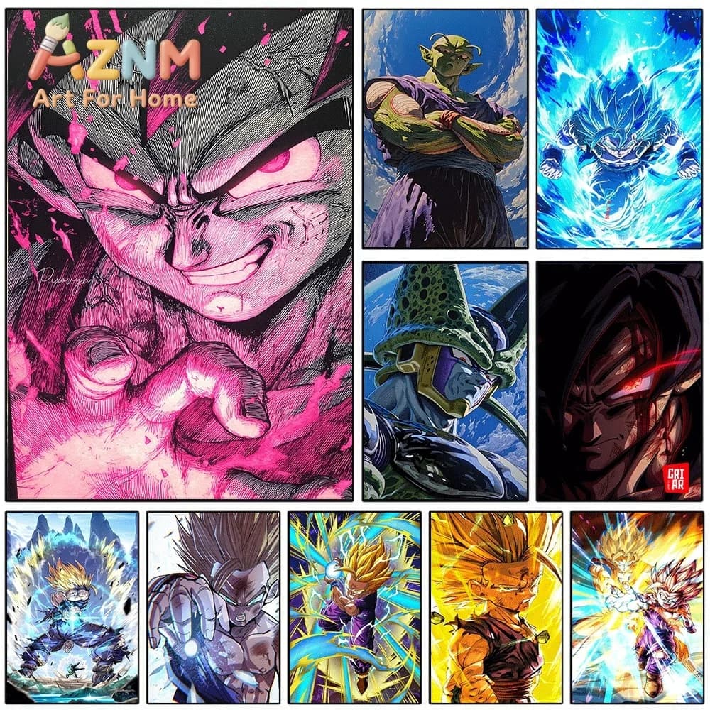 Dragon Ball Anime Canvas Wall Art No Frame Frieza Piccolo Cell Gohan Manga Print Painting Home Living Room Bedroom Decor Art P