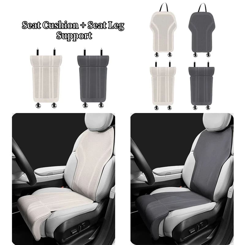 Cuscino per Sedile Auto con Supporto per Gambe, Traspirante in Pelle, Imbottitura in Memory Foam, Estensore per Gambe, Coprisedile Universale Protettivo