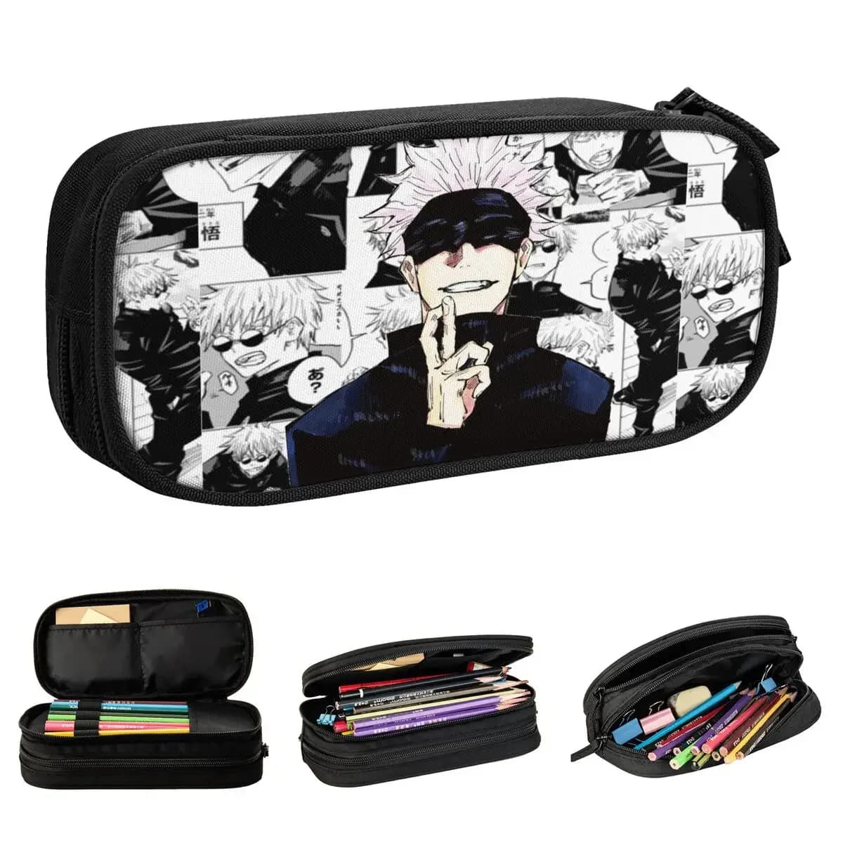 Jujutsu Gojo Satoru Comic Kaisen Astucci per matite Divertente Comic Anime Astuccio per penne Studente Grande capacità Studenti Regali scolastici Astuccio per matite