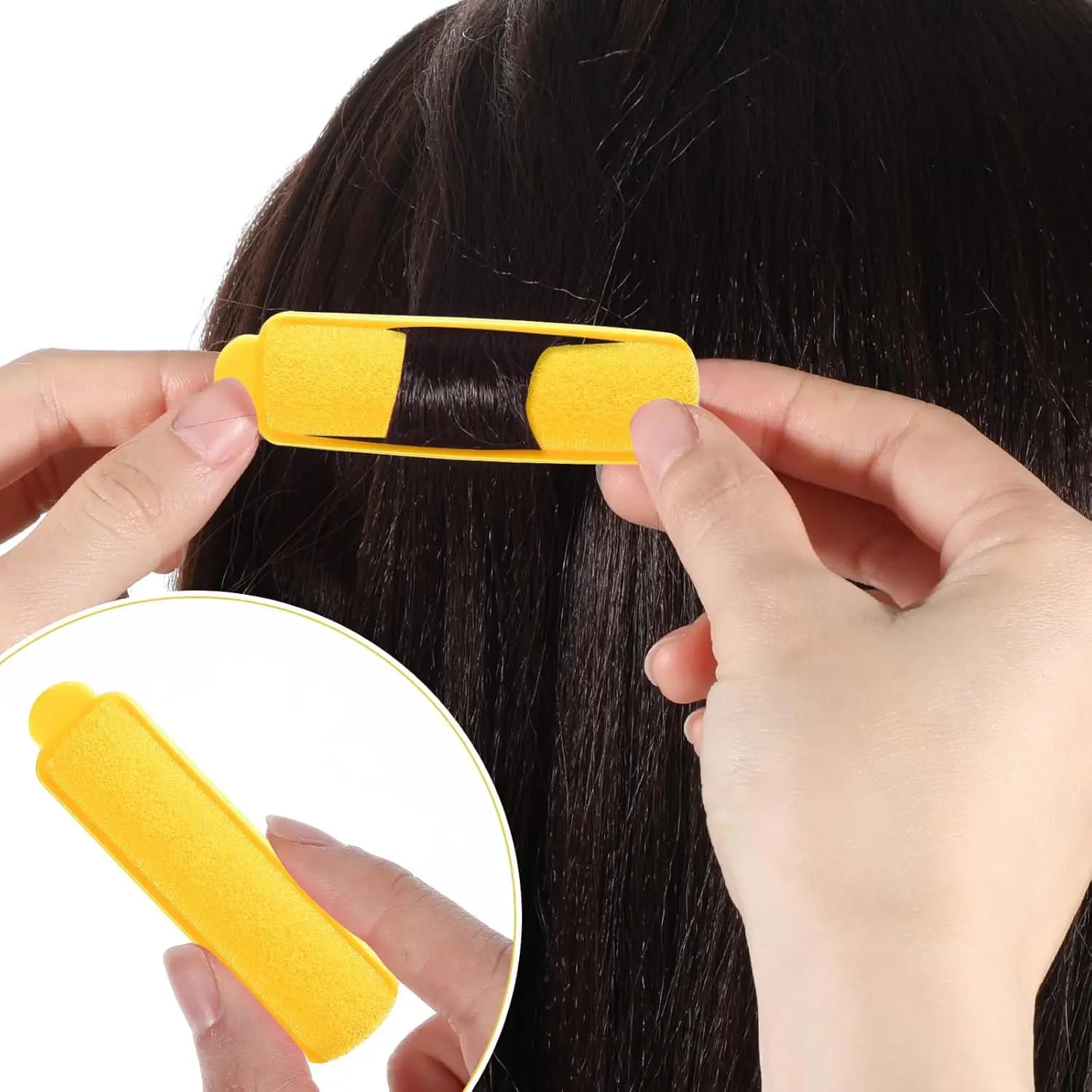 Set di 14 Bigodini in Schiuma per Capelli, 2,67 Pollici, Bigodini in Spugna per Capelli Femminili (Giallo)