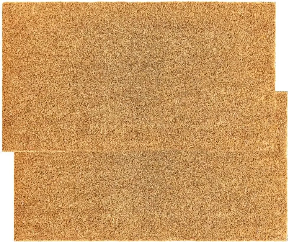 Tappetino per porta in fibra di cocco con supporto resistente, tappeto di benvenuto (43 x 76 cm), tappetino per ingresso (liscio - confezione da 2)
