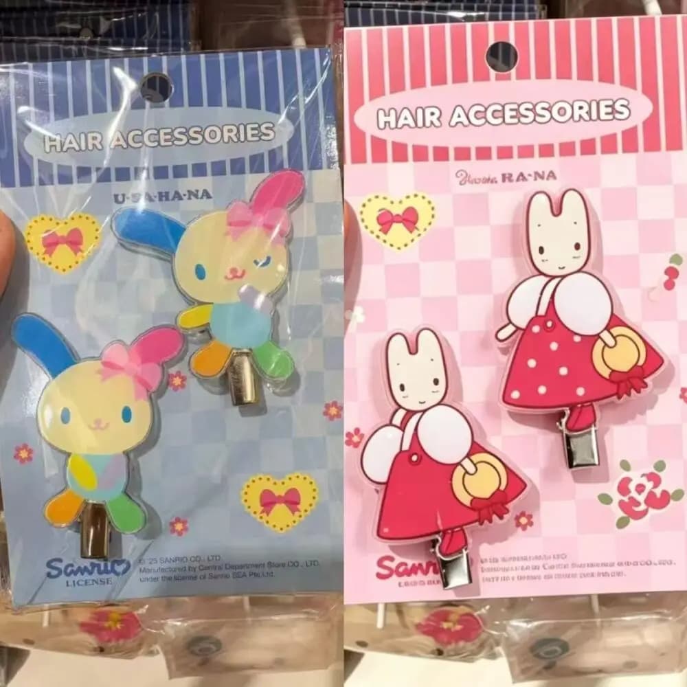 Fermaglio per capelli Sanrio Usahana Marroncream Gudetama senza cartone, grazioso fermaglio per frangia, decorazione fai da te per borsa, accessorio per capelli, regalo di compleanno per ragazza