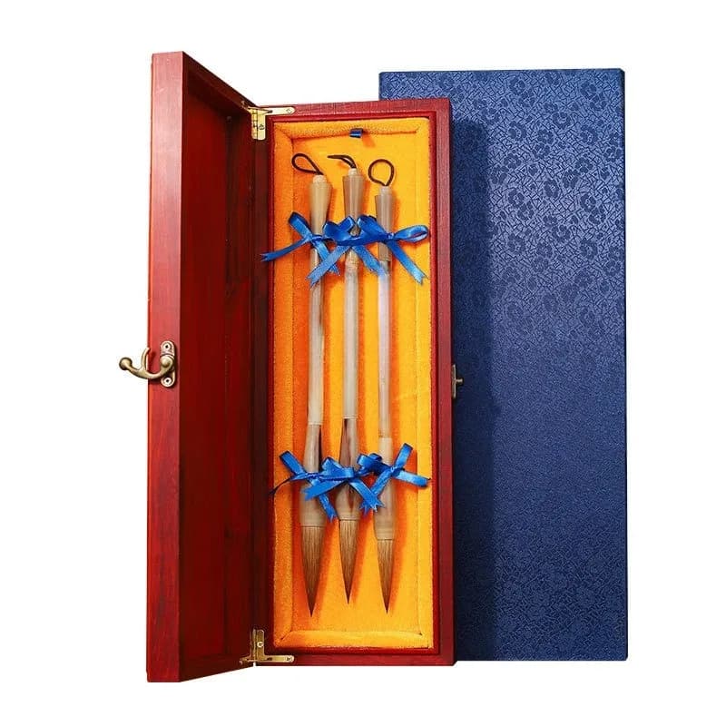 Pure wolf hair 3 brush set gift box gift brush set regular script running script Chinese painting calligraphy