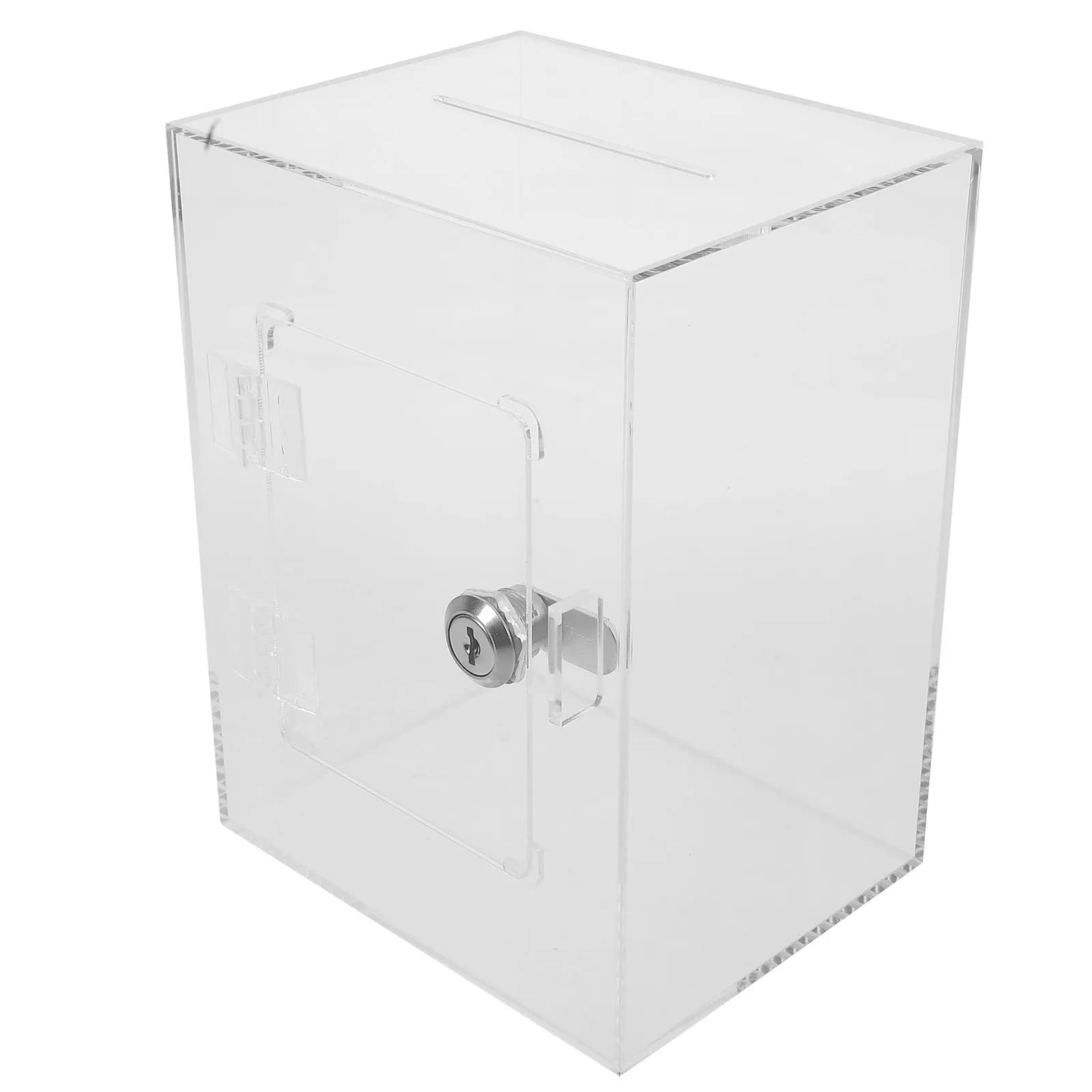 1Set Lockable Acrylic Suggestion Box Clear Donation Collection Box for Office Fundraising Ballot Mail Letters Secure Storage