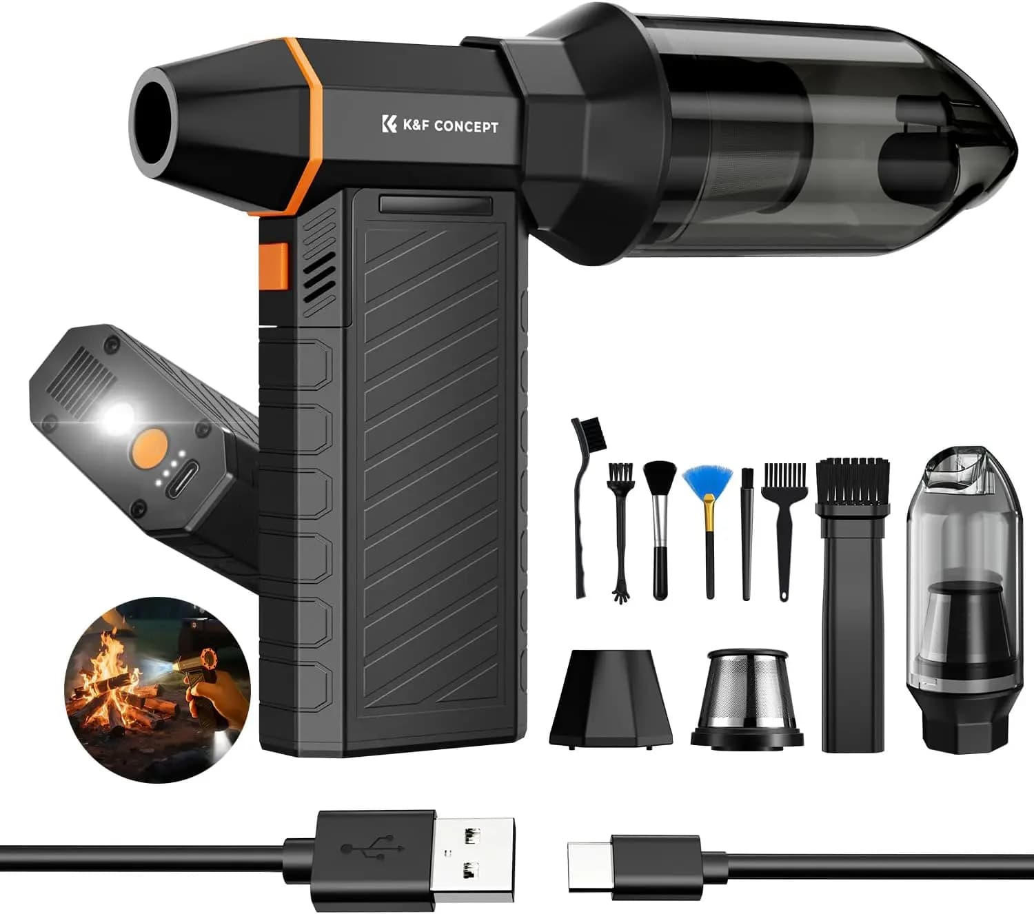 Aspirapolvere e Soffiatore d'Aria Magnetico 2-in-1, 300000 RPM, Ricaricabile, per Pulizie Domestiche ed Esterne
