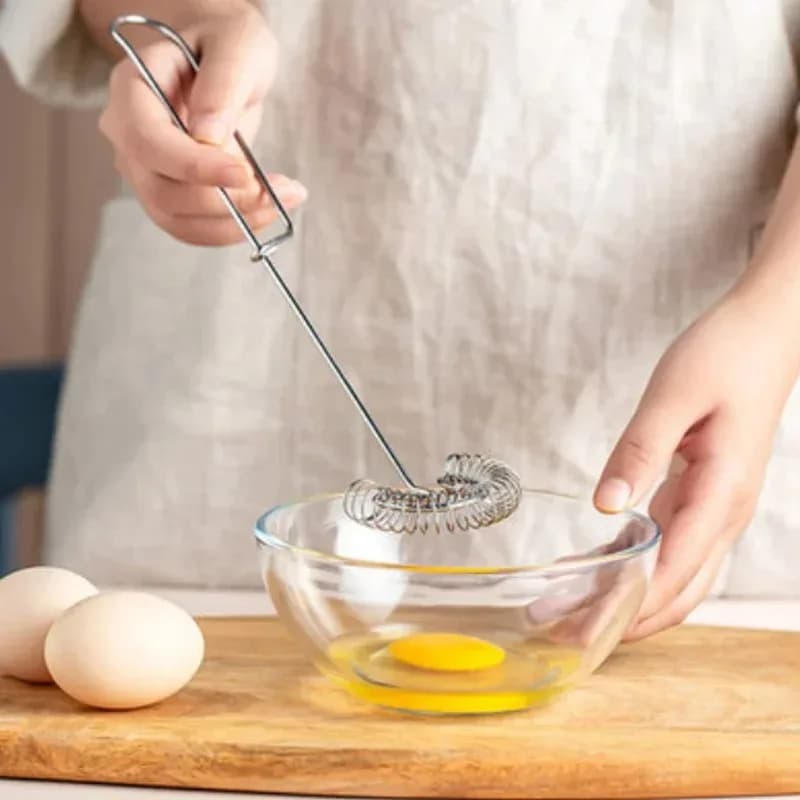 Agitatore per uova a molla portatile in acciaio inossidabile frullino per la cottura strumenti per pasticceria frusta a spirale manuale frullatore per latte frusta per utensili da cucina
