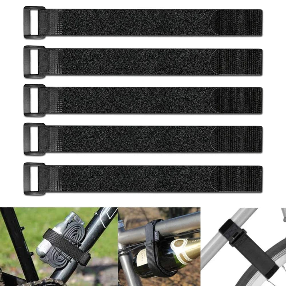 5pcs 2.5*30cm cinturino per ruota della bici riutilizzabile fascette per cavi in Nylon con gancio e anello cinghie per cavi di fissaggio autoadesive multiuso durevoli