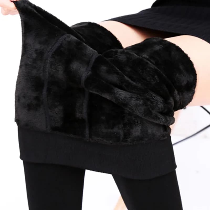 Leggings invernali in velluto spesso da donna skinny elasticizzati caldi a vita alta tinta unita
