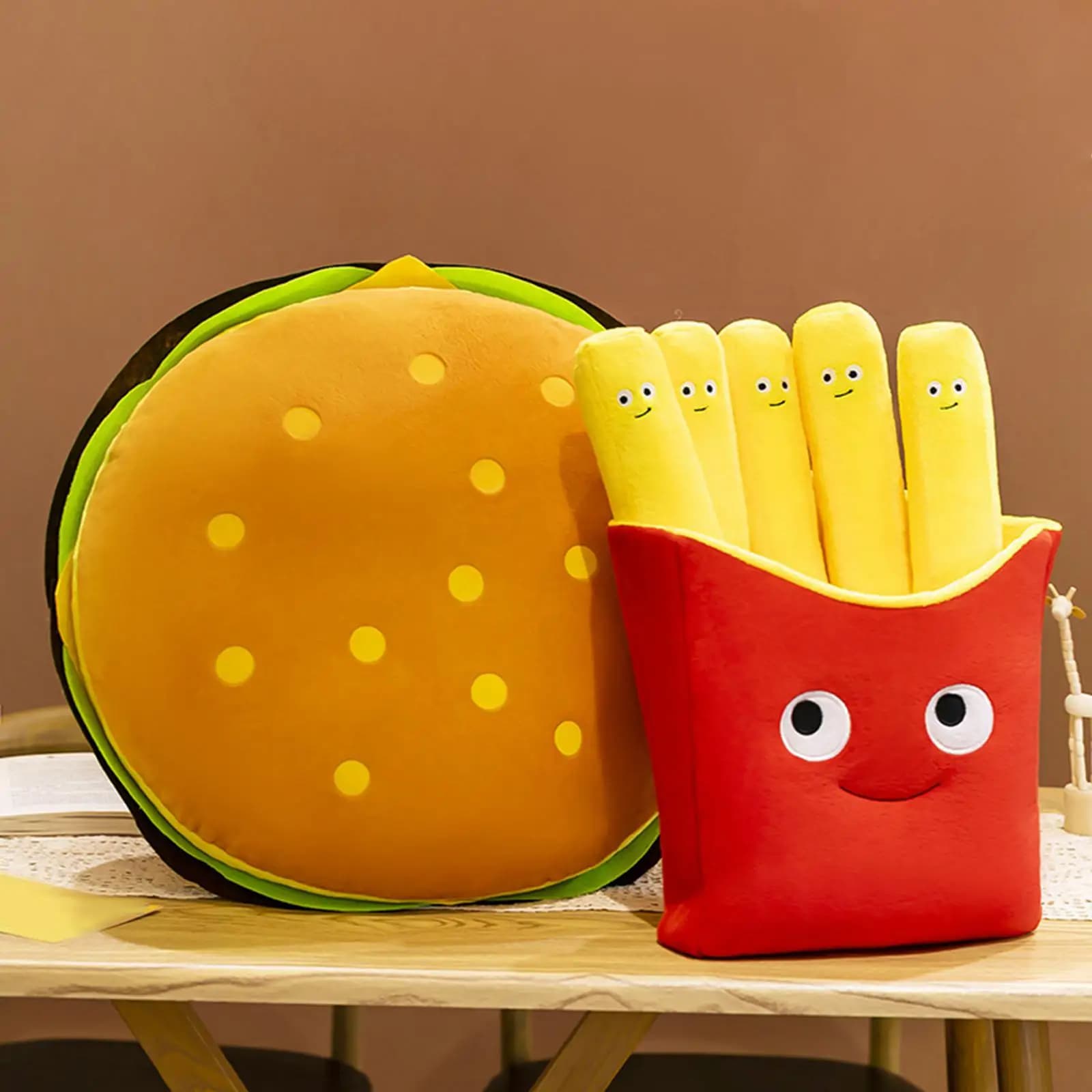 Cheeseburger Plush Toy Cushion Bedroom Livingroom Hamburger Stuffed Pillow for Car Working