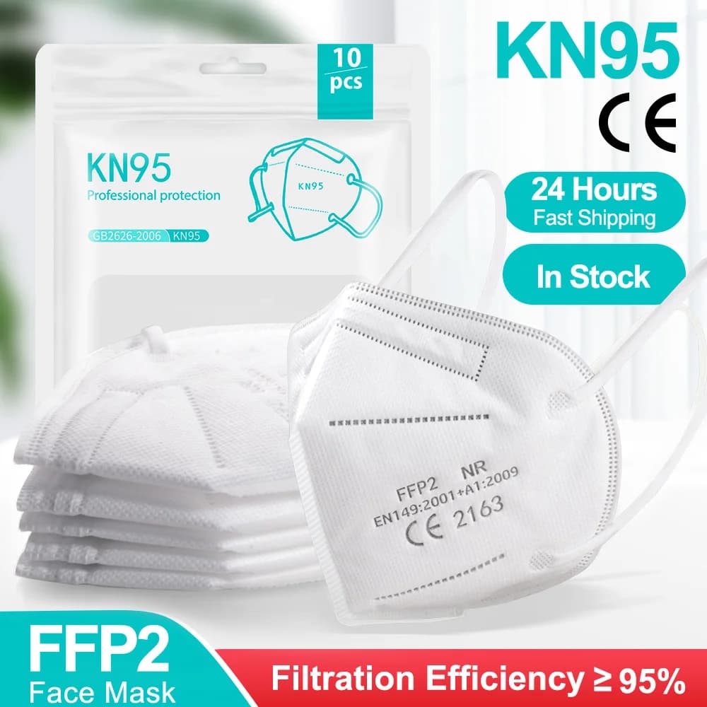 10-200 pezzi Maschere FPP2 Maschere FFP2 nere Approvato CE ffp2mask Adulto 12 colori Maschera per adulti Respiratore antipolvere KN95 Maschera facciale