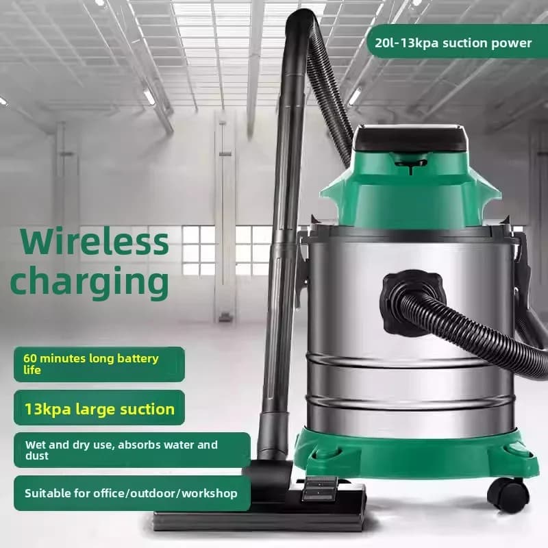 Battery wireless industrial vacuum cleaner, factory workshop dust iron filings cleaning, high-power workshop cleaning