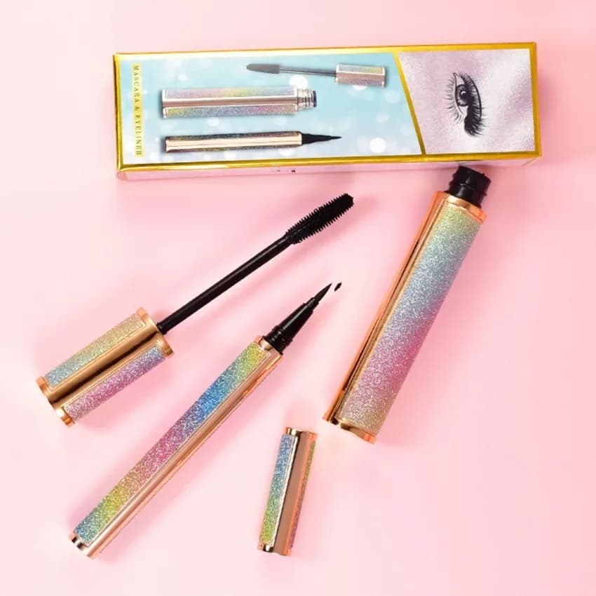 Kit eyeliner mascara sky starry rainbow private label long life waterproof natural fast drying curling logo customized vegan makeup