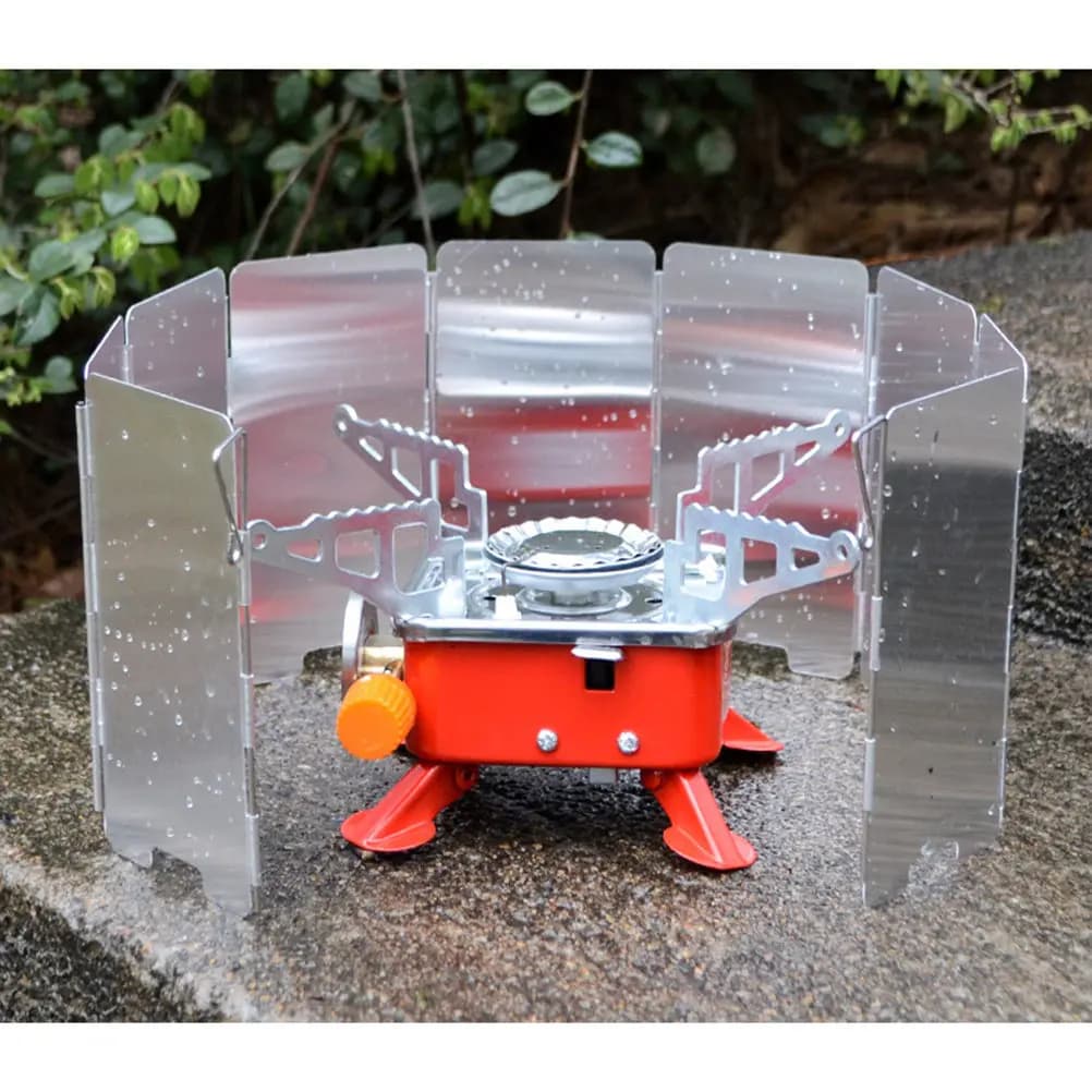 9 Plates Portable Camping Stove Windscreen Folding Aluminum Alloy Windshield for Outdoor Picnic Barbecue Camping