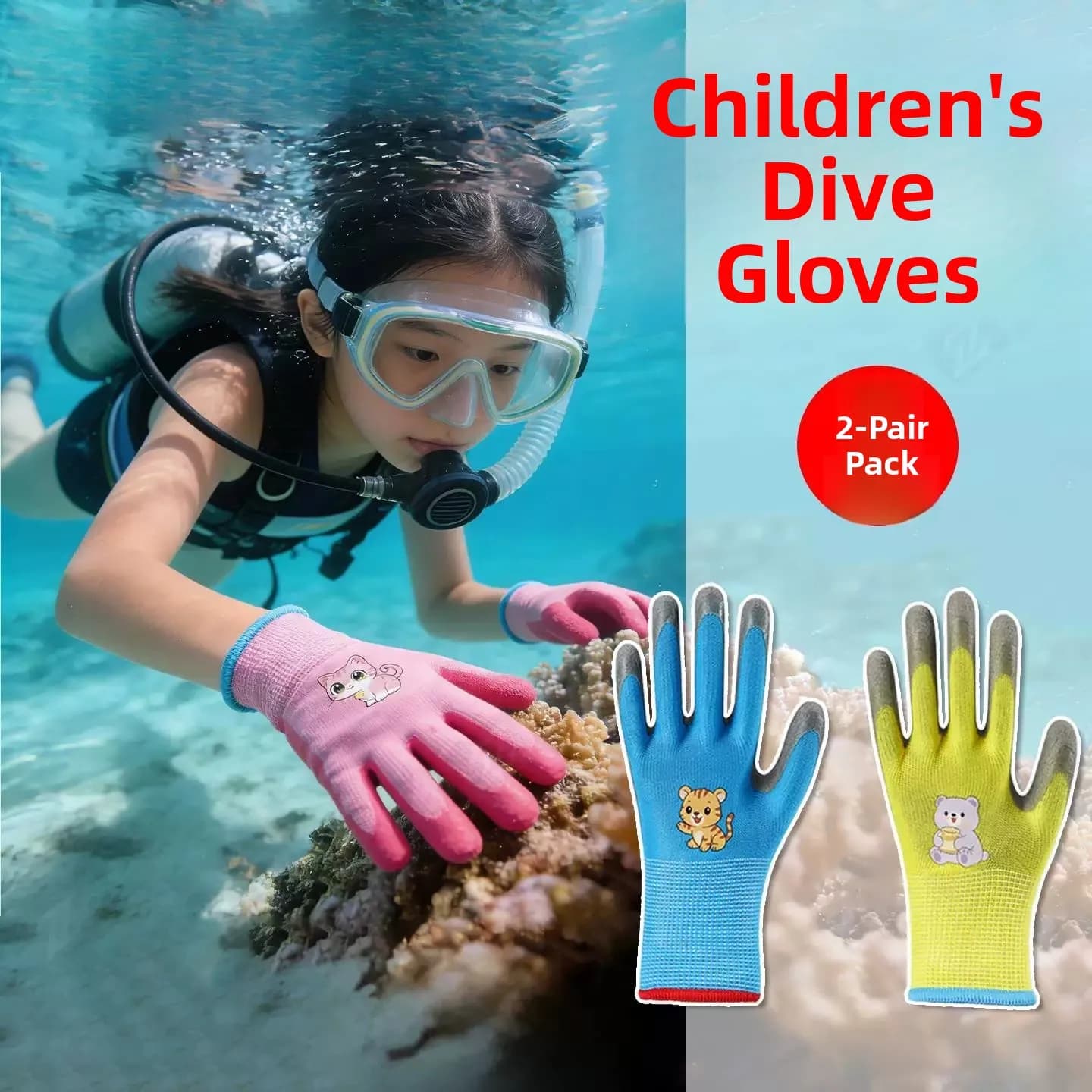 Children's Long Fingered Diving Gloves Snorkeling Sun Protection Surfing Equipment Breathable Lightweight Thin Gauge Gloves