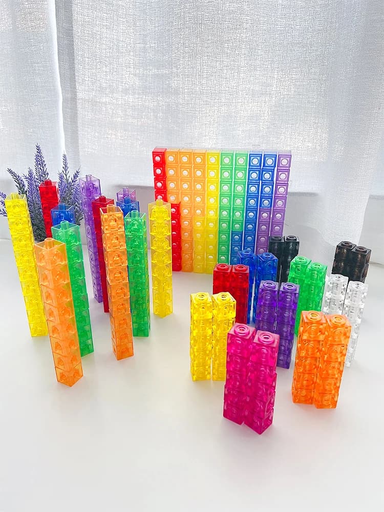 Giocattoli Educativi Trasparenti a Forma di Blocchi Arcobaleno per Bambini 3-6 Anni, Allenamento Mentale e Matematico