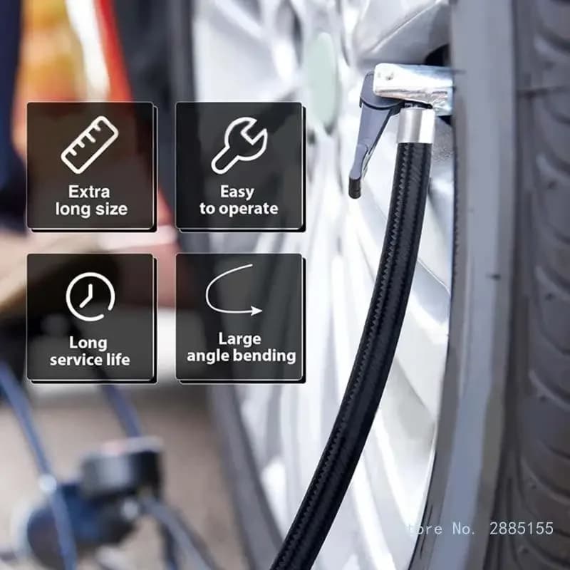 Tubo per Compressore d'Aria per Pneumatici Auto con Adattatori, Tubo di Prolunga per Gonfiatore di Ricambio