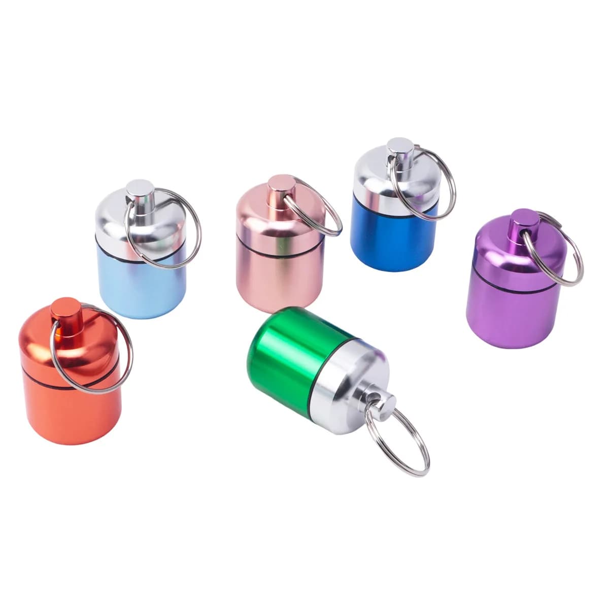 Mini portapillole portachiavi impermeabile in alluminio, custodia portatile da viaggio per pillole, contenitore per vitamine, farmaci, uso di emergenza