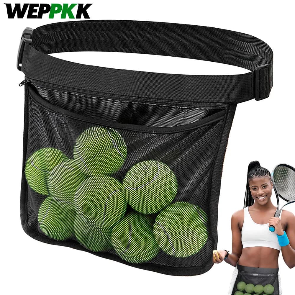 1 porta pallina per pickleball da tennis, marsupio con tasca in rete e tasca con cerniera, marsupio regolabile per uomo e donna