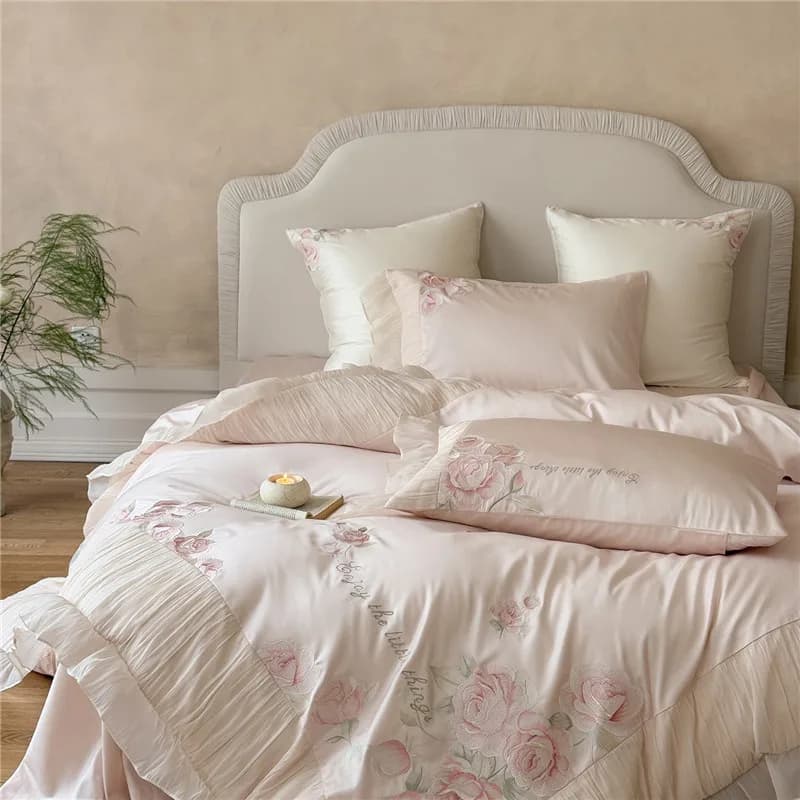 1000TC Egyptian Cotton Luxury Bed Linen Set with Lace and Embroidery, Includes Cover, Flat Bed Sheet/With Corners and Loyalty