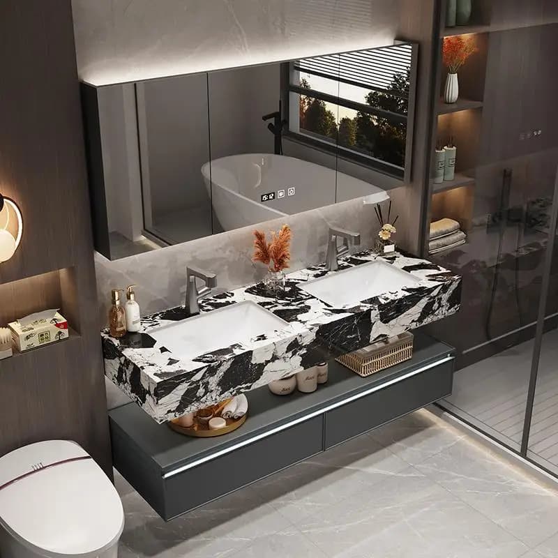 Mobiletto da Bagno con Cassetti per Cosmetici, Decorazioni, Piante, Sopra le Partizioni, Porta Profumi, Arredamento Trendy