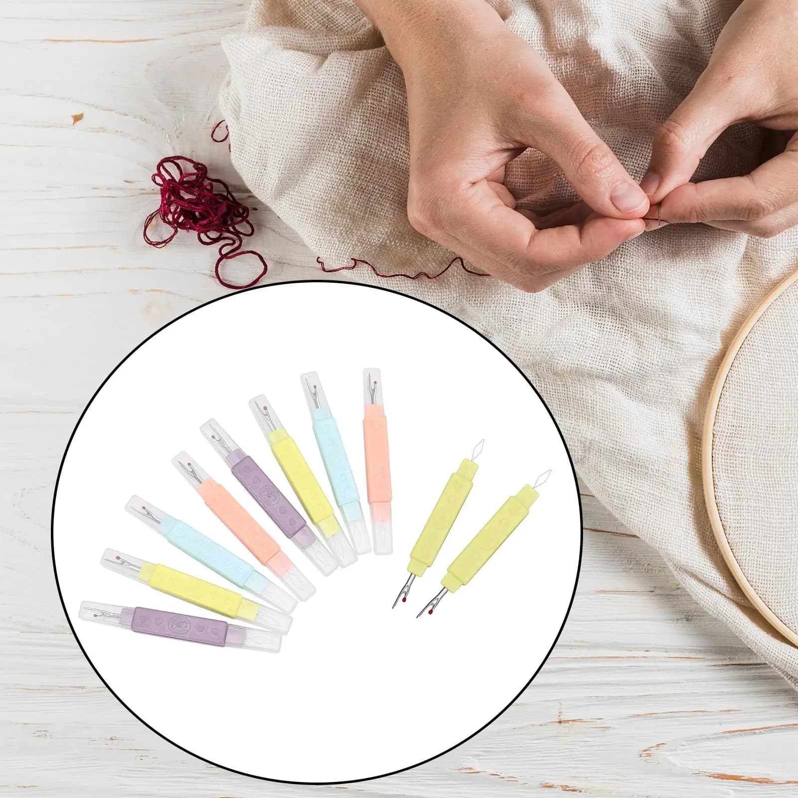 10x Stitch Remover Kit Mini Needle Threader Sewing Accessories Portable for Crocheting Stitching Knitting Hand Sewing Embroidery