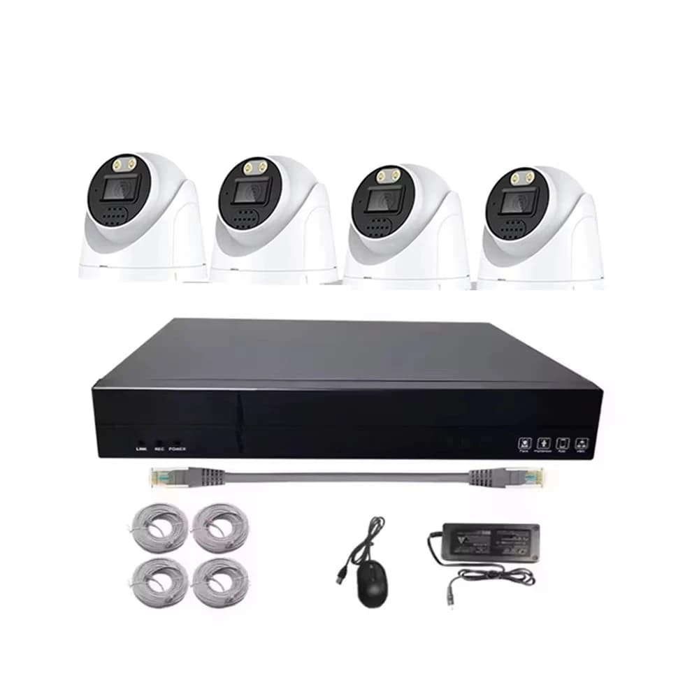 Kit NVR POE da 5 MP Telecamera dome Visione notturna CCTV Rilevamento umano Sistema di telecamere di sicurezza 4CH 4 pezzi