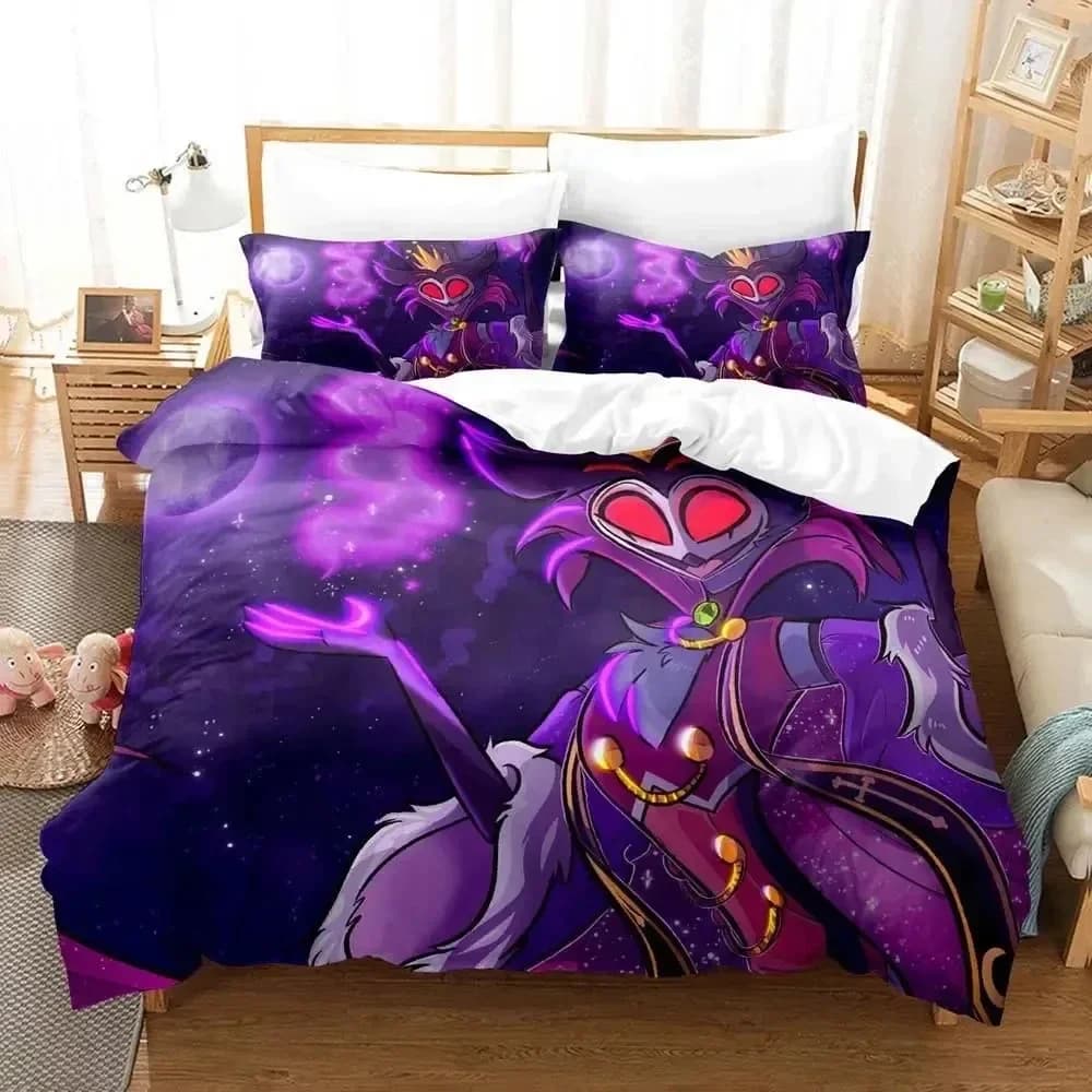 Anime Hazbin Stolas Hotel Set biancheria da letto Copripiumino Set letto Copripiumino Federa Trapunte King Queen Size Ragazzi Biancheria da letto per adulti