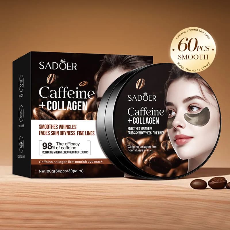 60 pezzi di maschere per gli occhi SADOER alla caffeina e collagene, attenuano le linee secche e le rughe sottili, antirughe, riducono le occhiaie, idratano la pelle del contorno occhi