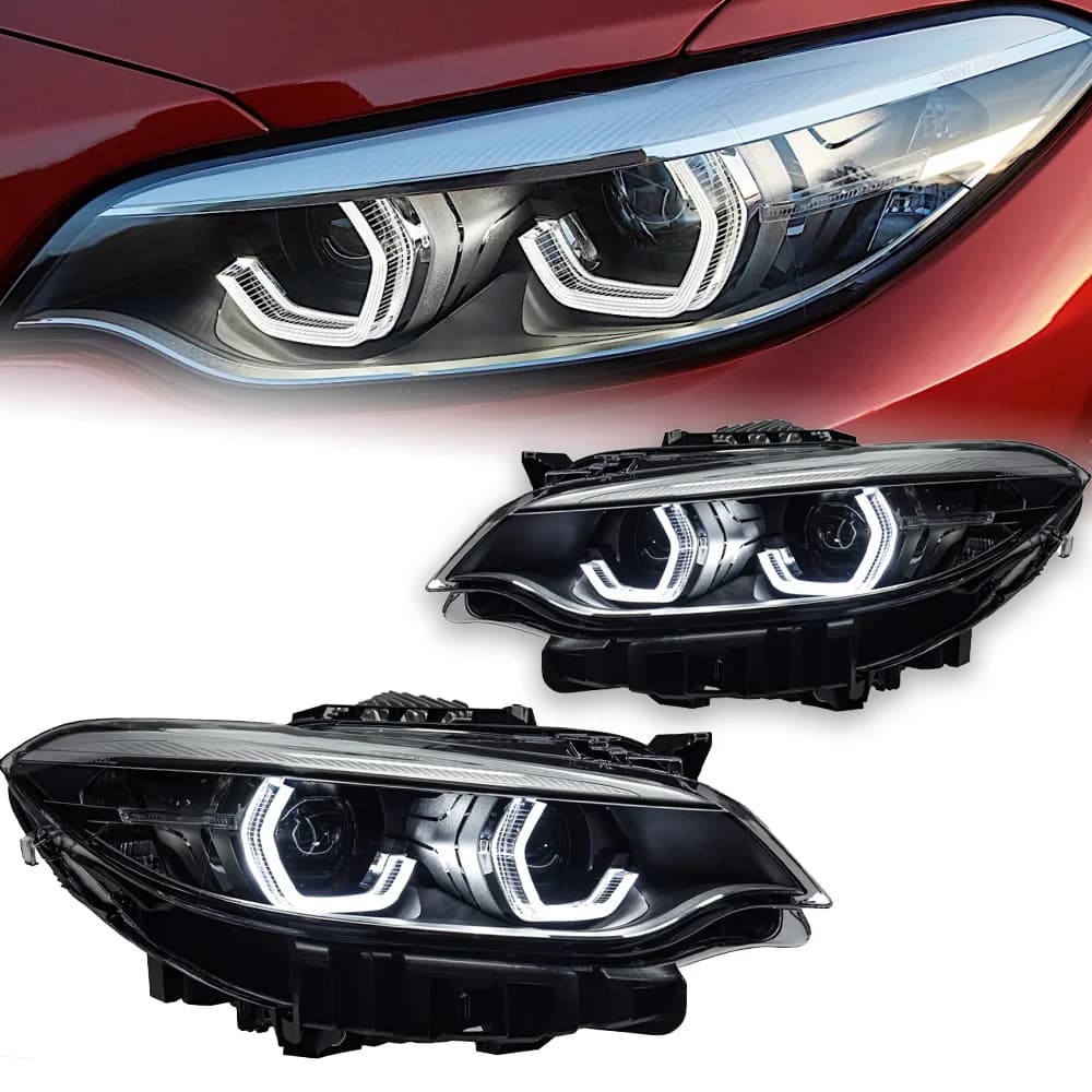 Fari anteriori a LED AKD per BMW Serie 2 F22 F23 con lente proiettore, fari M2 con animazione DRL e indicatori di direzione, accessori auto